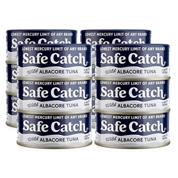 Safe Catch Wild Albacore Tuna - Premium Low Mercury Canned Tuna Fish Steak Pack of 12 5oz