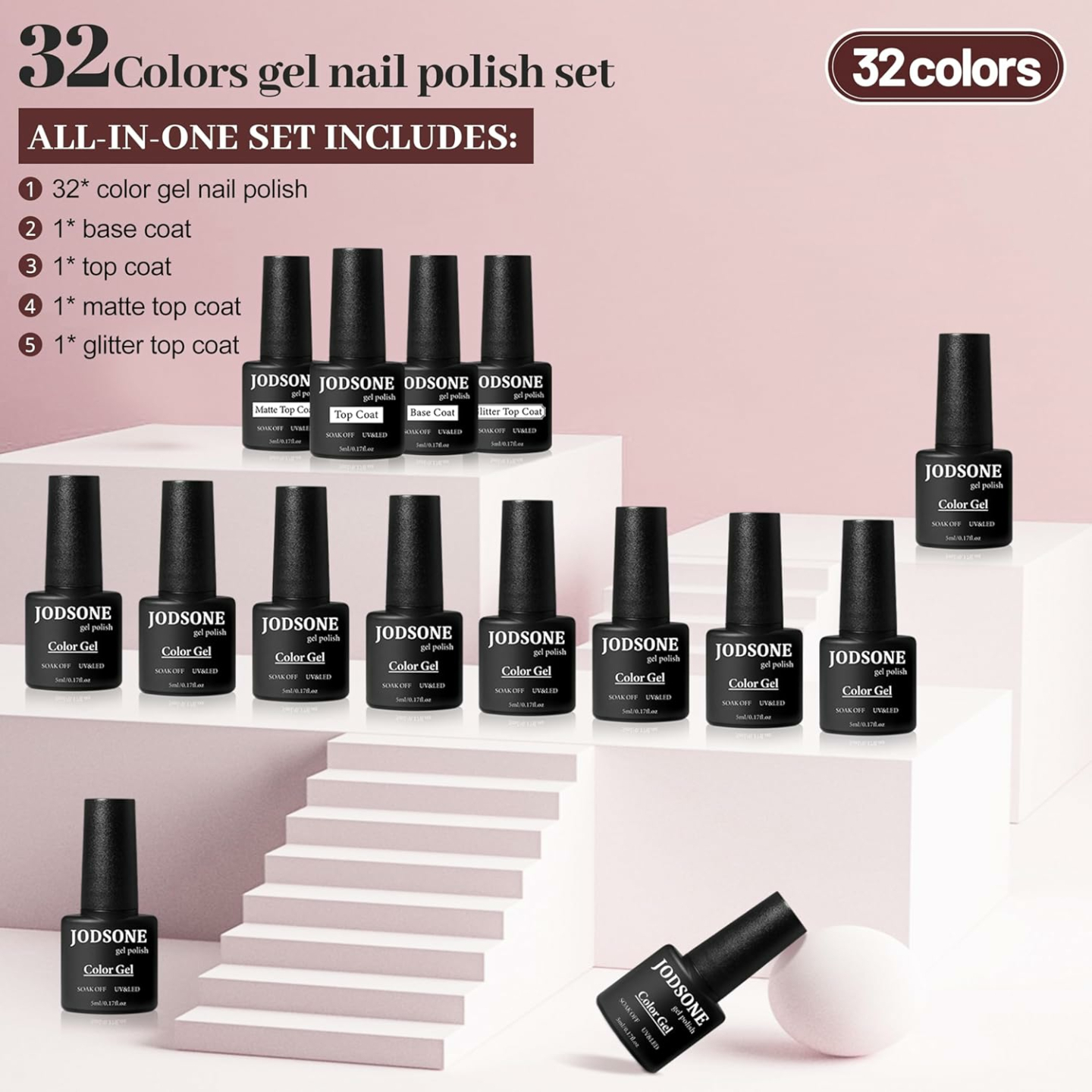 JODSONE 36 PCS Gel Nail Polish Set - 32 Colors