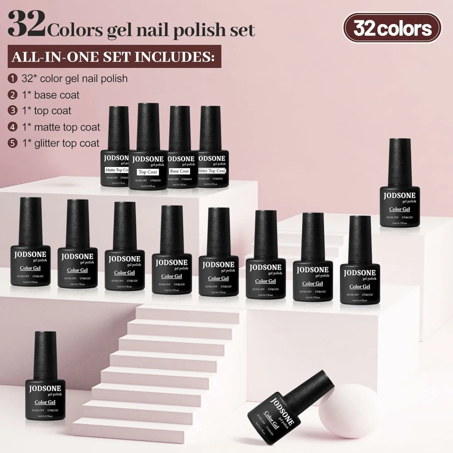 JODSONE 36 PCS Gel Nail Polish Set - 32 Colors