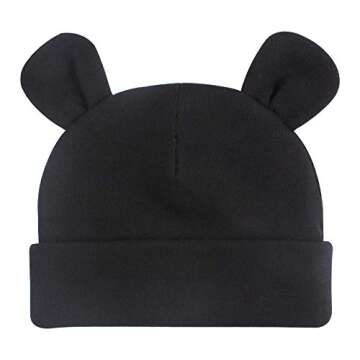 Duoyeree Baby Hat Newborn Hat Adorable Cotton Bear Ear Beanie Cap for Infant Girl Boy 0-6 Months,Black