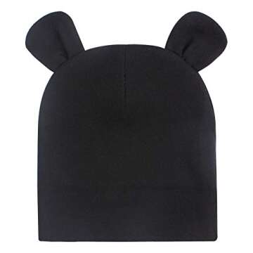 Duoyeree Baby Hat Newborn Hat Adorable Cotton Bear Ear Beanie Cap for Infant Girl Boy 0-6 Months,Black