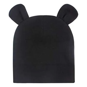 Duoyeree Baby Hat Newborn Hat Adorable Cotton Bear Ear Beanie Cap for Infant Girl Boy 0-6 Months,Black