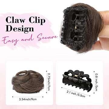 REECHO Space Bun Hair Pieces, 2 PCS Mini Claw Clip in Messy & Cat Ears Fake Hair Bun Extensions HB00...