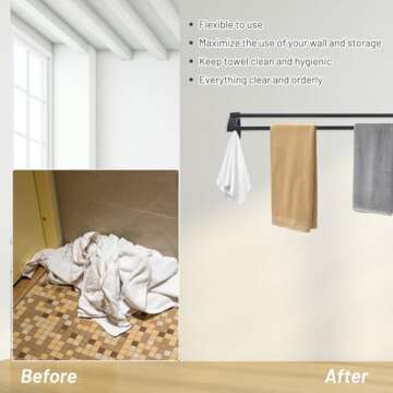 Dawot Double Bath Towel Bar Matte Black Towel Bar Towel Rack for Bathroom, Bathroom Accessories Double Towel Rod Heavy Duty Wall Mounted Towel Holder