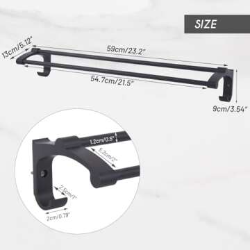 Dawot Double Bath Towel Bar Matte Black Towel Bar Towel Rack for Bathroom, Bathroom Accessories Double Towel Rod Heavy Duty Wall Mounted Towel Holder