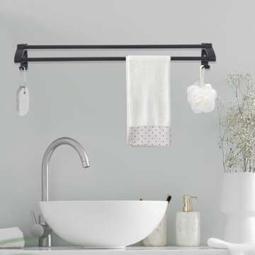 Dawot Double Bath Towel Bar Matte Black Towel Bar Towel Rack for Bathroom, Bathroom Accessories Double Towel Rod Heavy Duty Wall Mounted Towel Holder