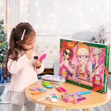 JOYIN Christmas Advent Calendar 2024, Christmas Countdown Make Up Set for Girls,24 Days Beauty Advent Calendar,Xmas Makeup Dress Up Gift Set, Princess Gift Advent Calendar,Advent Calendar 2024 Girls