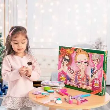 JOYIN Christmas Advent Calendar 2024, Christmas Countdown Make Up Set for Girls,24 Days Beauty Advent Calendar,Xmas Makeup Dress Up Gift Set, Princess Gift Advent Calendar,Advent Calendar 2024 Girls