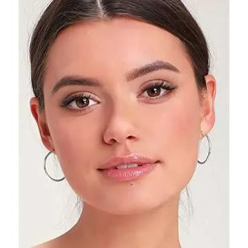 OOOPEL 2mm Sterling Silver Big Hoop Earrings For Women Sterling Silver Hoop Earrings Large Silver Ho...