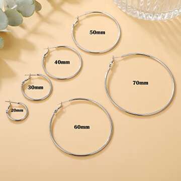 OOOPEL 2mm Sterling Silver Big Hoop Earrings For Women Sterling Silver Hoop Earrings Large Silver Hoop Earrings Womens Hypoallergenic Circle Endless Thin Hoop Oversize Silver Hoop Earrings For Women