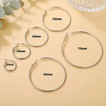 OOOPEL 2mm Sterling Silver Big Hoop Earrings For Women Sterling Silver Hoop Earrings Large Silver Hoop Earrings Womens Hypoallergenic Circle Endless Thin Hoop Oversize Silver Hoop Earrings For Women
