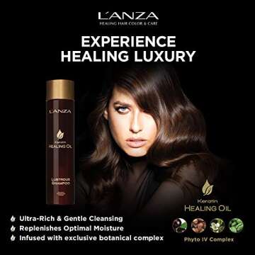 L'ANZA Keratin Healing Oil Lustrous Shampoo, Keratin Shampoo For Dry Damaged Hair, Boosts Shine, Strength and Hair Health, Repairing Damage and Prevents Frizz, Sulfate Free, Cruelty Free (32 Fl Oz)