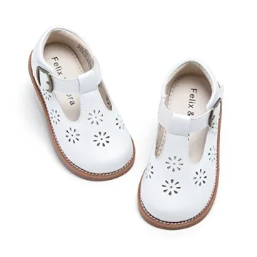 Toddler Little Girl White Mary Jane Dress Shoes - Ballet Flats for Flower Girl Party School Shoes