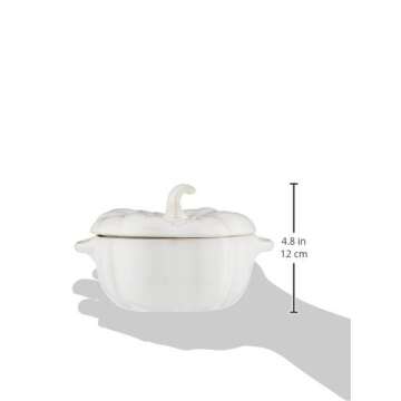 STAUB Ceramic Pumpkin Dish, .75 Qt, 24-oz, Rustic Ivory, Oven Safe