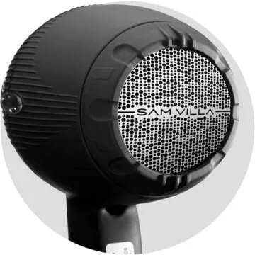 Sam Villa Lightweight & Quiet Ionic Professional Hair Dryer With Variable Speed & Temperature, Black Matte