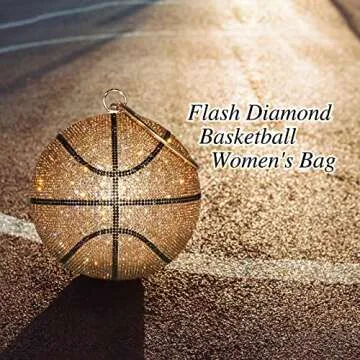 Gripit Women's Bling Basketball Purse - Stylish Rhinestone Clutch with Chain Strap