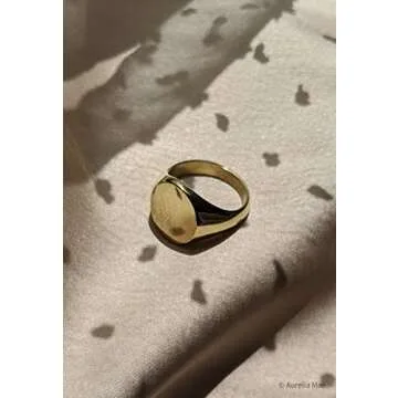 Aurelia Mae Gold Plated Big Oval Signet Ring for Women