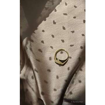 Aurelia Mae Gold Plated Big Oval Signet Ring for Women