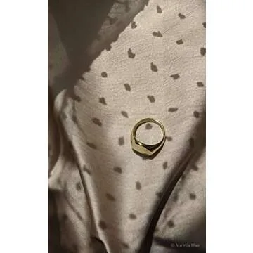 Aurelia Mae Gold Plated Big Oval Signet Ring for Women