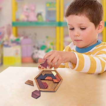 KINGOU Hexagon Tangram Puzzle for Kids' Wooden Fun