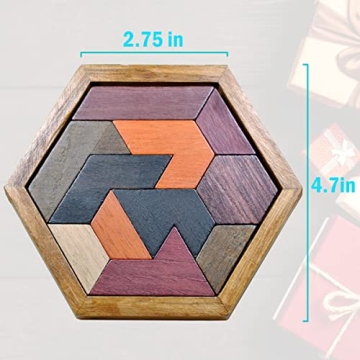 KINGOU Hexagon Tangram Puzzle for Kids' Wooden Fun