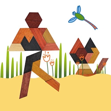 KINGOU Hexagon Tangram Puzzle for Kids' Wooden Fun
