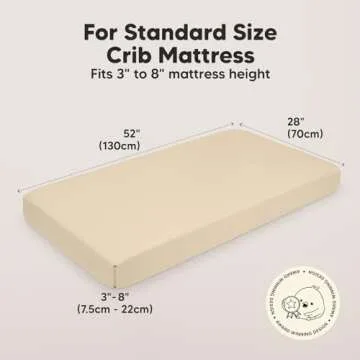 2-Pack Crib Sheets for Boys, Girls - Viscose Derived from Bamboo Fitted Crib Sheet, Baby Crib Sheets Neutral, Crib Mattress Sheet, Toddler Bed Sheets, Baby Sheets for Crib Fitted Sheets(Khaki)