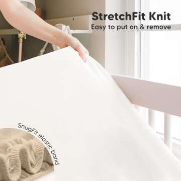 2-Pack Crib Sheets for Boys, Girls - Viscose Derived from Bamboo Fitted Crib Sheet, Baby Crib Sheets Neutral, Crib Mattress Sheet, Toddler Bed Sheets, Baby Sheets for Crib Fitted Sheets(Khaki)