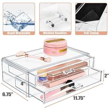 Sorbus Stackable Acrylic Drawers for Makeup Organization