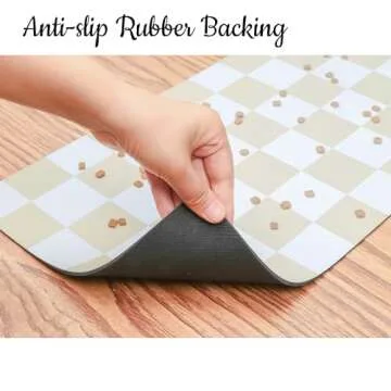 Ralxion Checkered Dog Feeding Mat, Absorbent Mats for Dog Food and Water Bowl, Dispenser, Retro Aesthetic Beige Khaiki Checkerboard Pet Placemat for Dogs, Cats, Puppy Accessories, 16" X 24”