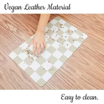 Ralxion Checkered Dog Feeding Mat, Absorbent Mats for Dog Food and Water Bowl, Dispenser, Retro Aesthetic Beige Khaiki Checkerboard Pet Placemat for Dogs, Cats, Puppy Accessories, 16" X 24”