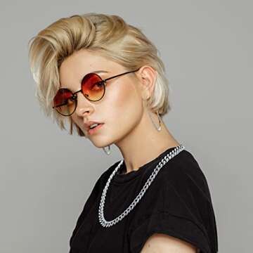 Batiyeer Link Chain Necklace Bracelet Rhinestone Earrings Bling Necklace Bracelet Crystal Big Circle Earring for Women(Silver, 24 Inch)