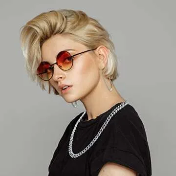 Batiyeer Link Chain Necklace Bracelet Rhinestone Earrings Bling Necklace Bracelet Crystal Big Circle Earring for Women(Silver, 24 Inch)