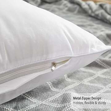 Oubonun 22 x 22 Throw Pillow Inserts (Set of 2) with 100% Cotton Cover - 22 Inch Square Interior Sofa Decorative Pillow Insert Pair - White Couch Pillow