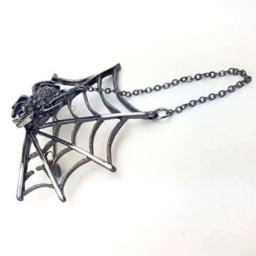 SELOVO Black Crystal Rhinestone Gothic Brooch Pin (black 2)