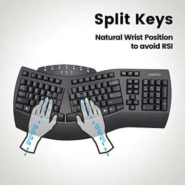 Perixx Periboard-612B Wireless Ergonomic Split Keyboard with Dual Mode 2.4G and Bluetooth Feature, Compatible with Windows 10 and Mac OS X System, Black, US English Layout