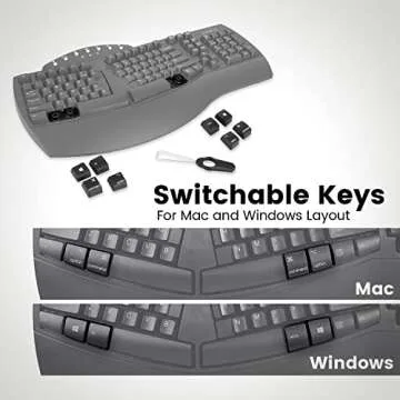 Perixx Periboard-612B Wireless Ergonomic Split Keyboard with Dual Mode 2.4G and Bluetooth Feature, Compatible with Windows 10 and Mac OS X System, Black, US English Layout