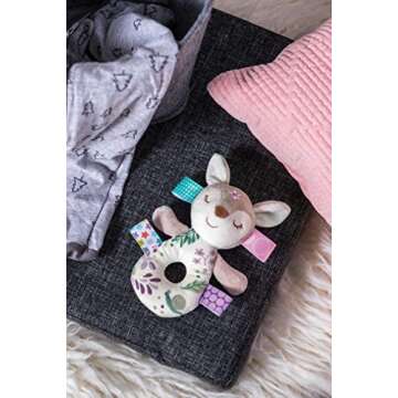 Taggies Embroidered Soft Ring Rattle, Flora Fawn