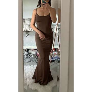 VIUTIL Womens Sexy Bodycon Maxi Dress Sleeveless Tight Lounge Slip Long Dress 2025 Summer, Brown, XX-Small
