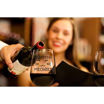 I'm Getting Meowied Funny Wine Glass 15oz - Unique Wedding Gift Idea for Fiancee, Bride, Bridal Shower Gifts - Engagement Party or Christmas Gift for Her - Evening Mug