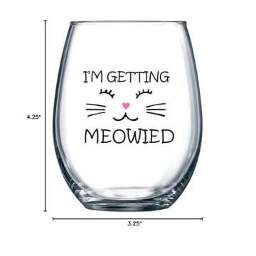 I'm Getting Meowied Funny Wine Glass 15oz - Unique Wedding Gift Idea for Fiancee, Bride, Bridal Shower Gifts - Engagement Party or Christmas Gift for Her - Evening Mug