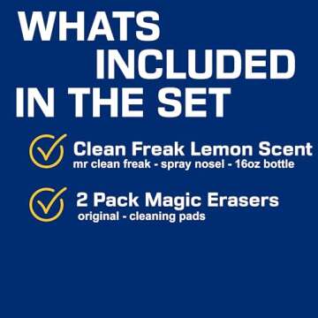 Bleam Multi-Surface Cleaning Bundle - Mr Clean Freak Spray Lemon Starter Kit 16 Oz - 2 Pack Original Magic Cleaning Eraser Pads Household Cleaning Tip Card - Set
