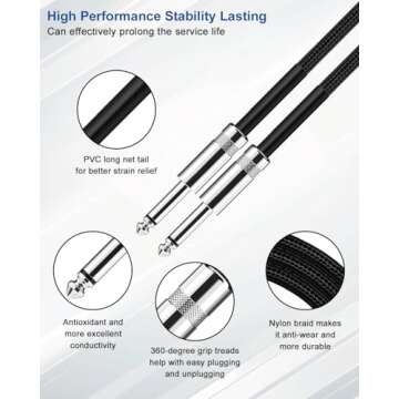 Aqdocvf 20ft Guitar Cable - Durable and High Fidelity