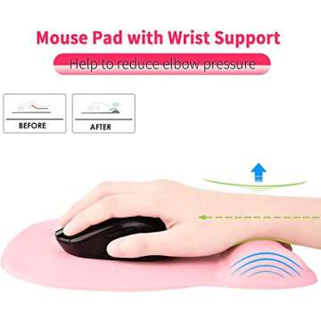 EooCoo Ergonomic Mouse Pad with Wrist Support, Mousepad with Memory Foam Wrist Rest and Non-Slip Bas...