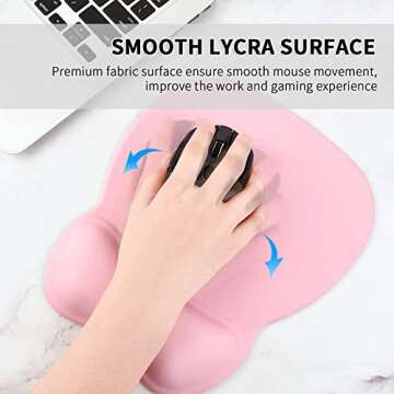 EooCoo Ergonomic Mouse Pad with Wrist Support, Mousepad with Memory Foam Wrist Rest and Non-Slip Base for Computer, Cafe, Home & Office, 9.64 x 8.26 in Office Desk Accessories