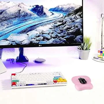 EooCoo Ergonomic Mouse Pad with Wrist Support, Mousepad with Memory Foam Wrist Rest and Non-Slip Base for Computer, Cafe, Home & Office, 9.64 x 8.26 in Office Desk Accessories