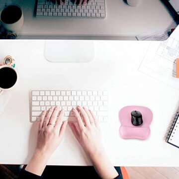 EooCoo Ergonomic Mouse Pad with Wrist Support, Mousepad with Memory Foam Wrist Rest and Non-Slip Base for Computer, Cafe, Home & Office, 9.64 x 8.26 in Office Desk Accessories