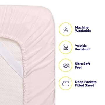 Full Size Bed Sheets - 6 Piece 1500 Supreme Collection Fine Brushed Microfiber Deep Pocket Full Sheet Set Bedding - 2 Extra Pillow Cases, Great Value, Full, Pale Pink