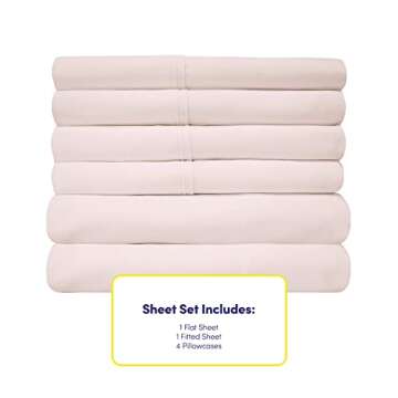 Full Size Bed Sheets - 6 Piece 1500 Supreme Collection Fine Brushed Microfiber Deep Pocket Full Sheet Set Bedding - 2 Extra Pillow Cases, Great Value, Full, Pale Pink
