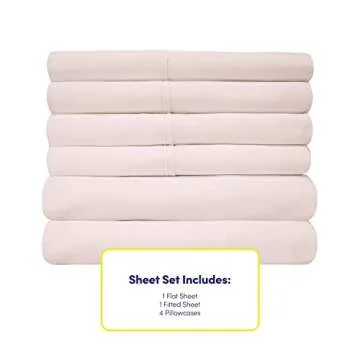 Full Size Bed Sheets - 6 Piece 1500 Supreme Collection Fine Brushed Microfiber Deep Pocket Full Sheet Set Bedding - 2 Extra Pillow Cases, Great Value, Full, Pale Pink